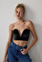 Black Deep V Velvet Bustier - 2