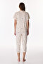 Beige Margot Patterned Buttoned Shirt Capri Pajama Set - 5