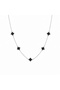 Mini Clover Model Silver Color Black Stone Women's Stainless Steel Necklace - Does Not Tarnish, Double Sided - 2