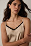 Beige Concept Lace Satin V-Neck Adjustable Strap Pajama Set - 4