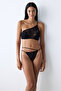 Single Shoulder Padded Black Bra - 2