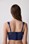 Crinkle Lace Corset Navy Blue Bustier - 4