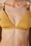 Blanca Triangle Fit Textured and Macrame Yellow Bikini Top - 4