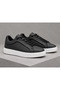 Men's Black Leather Casual Sneakers Sports Shoes - 2