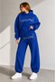 Unisex Oversize Stone Embroidered Hooded Sweatshirt Set