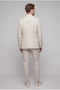 Slim Fit Beige Dobby 100% Linen Double Breasted Fabric Jacket - 3