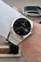 41.5 mm Men's Wristwatch with Black Dial, Silver Color Strap, Gift Packaging - 3