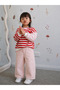 Strawberry Embroidered Striped Girls' 2-Piece Set - Red