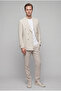 Slim Fit Beige Dobby 100% Linen Double Breasted Fabric Jacket - 4