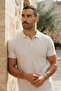 Men's Imported Textured Premium Fabric Basic White Polo Collar T-Shirt - 5