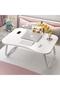 Foldable Lap Table for Bed, Laptop Stand with Cup Holder & Tablet Slot, Lift Handle