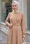 Double Breasted Collar Chain Belted Camel Dress - 2