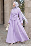 Asymmetric Button Detailed Lilac Dress