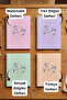 A4 Spiral School Notebook Set of 4 - 80 Sheets 2 Lined + 2 Squared Cardboard Cover - 2