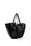 Black Shk262 Faux Leather Snap Fastener Large Single Compartment Wallet Hand, Arm and Shoulder Bag - 2