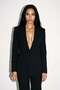 Black Single Button Detailed Jacket, Slim Fit Trousers Suit with Pocket Detail - 3