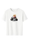 Men's Basic Teddy Bear Printed Loose White T-Shirt - 2