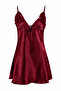 Burgundy Ruffle and Tie Detail Satin Woven Nightgown with Rope Straps - 4