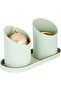 Al Saif Gallery Iron Incense Burner Set, 17.5 x 15 x 28 cm, Incense and Tofaria Box, 3 Pieces - Light Green - 3
