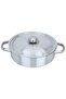 aluminum oven tray, 26 cm, round, with lid, two handles - silver - 3
