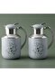 Al Saif Gallery Florya Pro thermos set, 1/0.5 liter, rose pattern, thermal glass inner shell, steel outer shell - light gray
