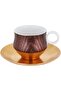 Al Saif Gallery Porcelain Coffee Cup Set, 12 Pieces - Golden Brown - 3