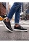 Black Color White Sole Mcqueen Style Leather Casual Sports Shoes Sneaker