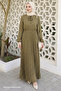 Ramona Crispy Pattern Pleated Chiffon Hijab Dress - Khaki - 2