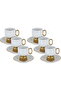 Al Saif Gallery porcelain coffee cup set, 12 pieces, gold-white base - 2