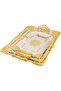 Saif Gallery Stainless Steel Serving Tray Set, Gold Rims, 3 Pieces - Silver - 2