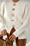 Women's Chic Large Button Pearl Patterned Knit Slit Sweater - 5