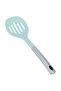perforated silicone spatula, silver-green steel handle - 2
