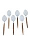Al Saif Gallery steel tea spoons, wooden handle, 6 pieces - silver - 2
