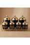 Al Saif Gallery porcelain spice box set, wooded, with golden stand, 8 pieces - black