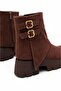 Lucia Brown Suede Women's Casual Belted Double Buckle Comfortable Stylish Wedge Heeled Boots - 4