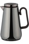 Al Saif Gallery Stainless Steel Thermos, 0.7 Liter, Tempered Glass Interior, Push Button, Self-Service, Wooden Handle - Glossy Black