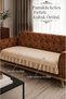 Luxury Ruffled Sofa Cover Bohemian Cotton Linen Stain-Resistant Water-Repellent Sofa-Bed Cover Beige - 2