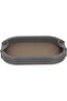 Al Saif Gallery Wooden Serving Tray, 36.5x25.5x4.5 cm, Oval, Two Handles - Black Brown