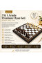 Luxurious Wooden Walnut Look Foldable 3-in-1 Chess Checkers Backgammon Set 34 X 34 cm Game Set