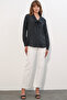 Women's Polka Dot Scarf Collar Blouse 1427 - Black - 2
