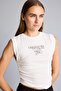 Slim Fit Crew Neck Printed Side Elastic Gathered Ribbed Undershirt I6390Ax26Hs