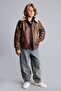 Polo Collar Plush Lining Zippered Coat for Boys E7380A825Au - 2