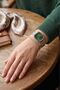 Square Case Women's Wristwatch with Calendar Silver Green Color Pl-1609B4X - 2