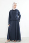 Pat Detail Skirted Suit-Navy Blue