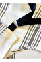 Buldan Linen Striped Kitchen Apron-Natural-Black - 5