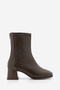 Women's Heeled Boots with Blunt Toe and Back Zipper, Nayis Brown - 3