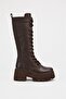 Lara Brown Rustic Women's Daily High-Top Lace-Up Zippered Wedge Heeled Rustic Boots - 5