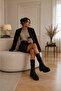 Marina Black Rustic Women's Daily High-Top Comfortable Stylish Bellows Boots - 6