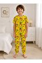 Boys' 100% Cotton Yellow Safari Patterned Short Sleeve Summer Pajama Set