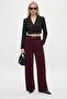 Lycra Series Flexible Elastic Waist Stretchy Burgundy Palazzo Trousers - 2